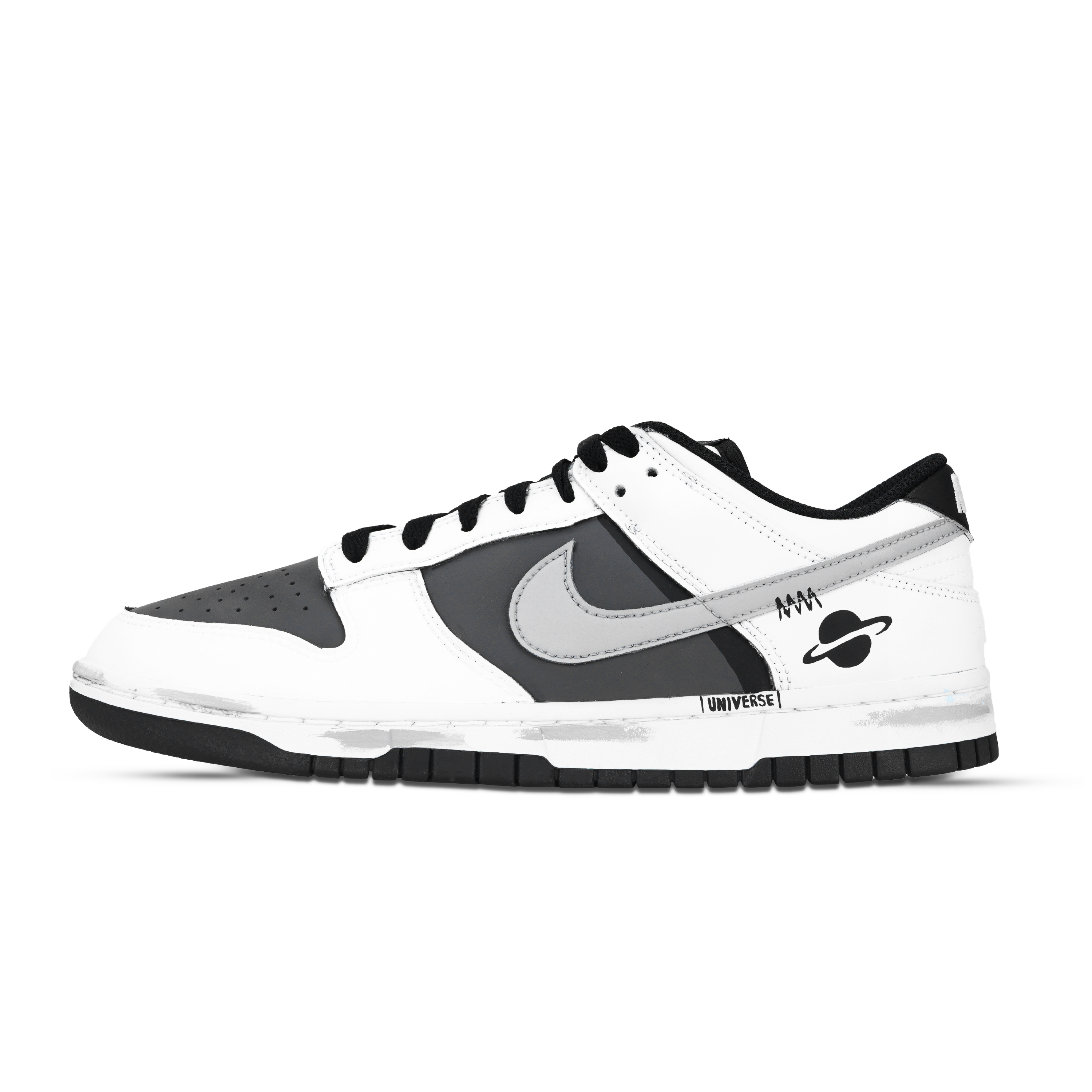 Nike Dunk The Center Of The Universe Abrasion Resistant Low top Skateboard Shoes Unisex Black White Gray