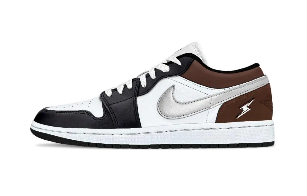 Jordan Air Jordan 1 Ruins Support Low top Vintage Basketball Shoes Unisex Silver Black White