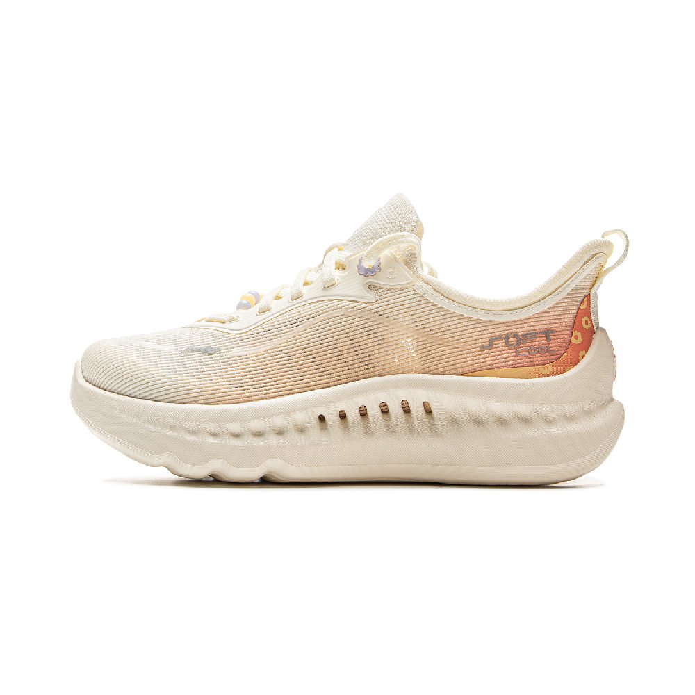 LiNing SOFT COOL 2 Cushioning, Abrasion Resistant, Breathable, Lightweight Low Top Casual Shoes Women's Beige Orange