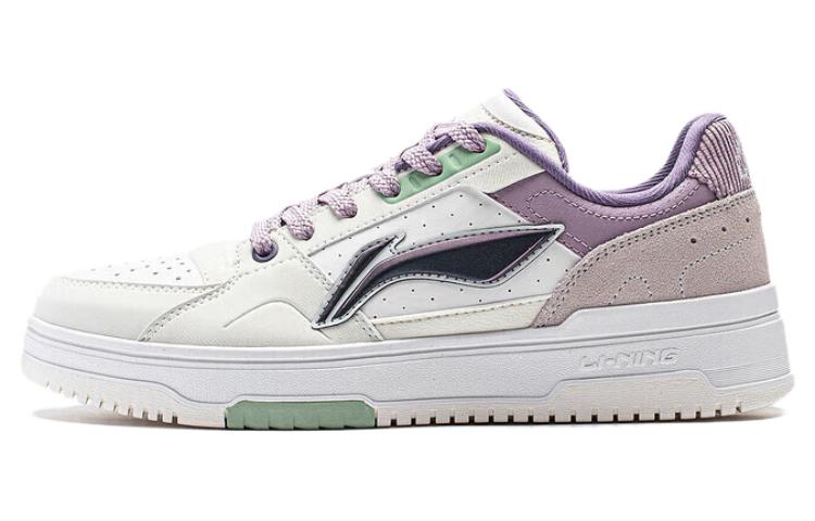 LiNing Tianji 2.0 Anti-Slip Wear-Resistant Breathable Height Increasing Low-Top Skateboard Shoes Women's White Purple