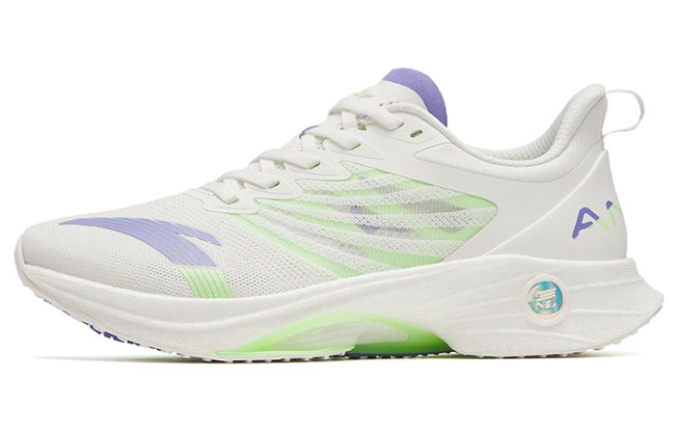 Anta MACH 3.0 Cushioning Abrasion Resistant Lightweight Low Top Running Shoes Women's White Purple Green