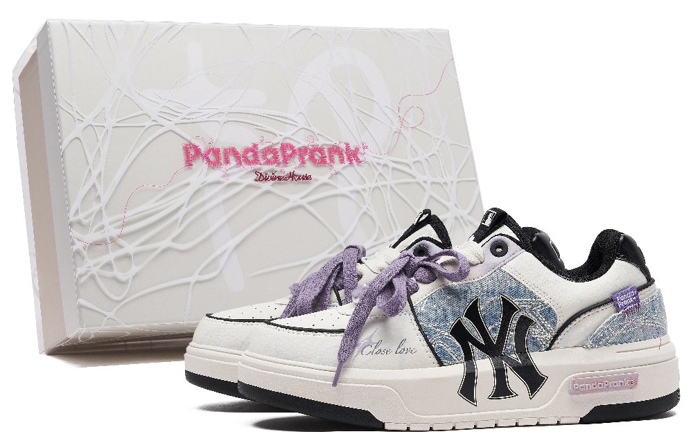 MLB New York Yankees Skateboard Shoes Unisex Low-Top White/Blue/Purple