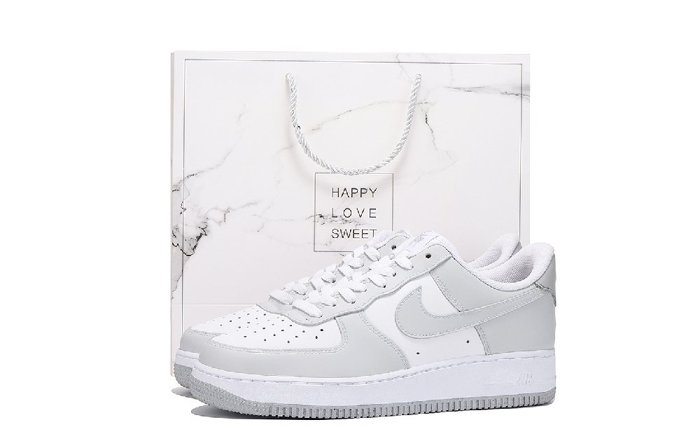 Nike Air Force 1 Anti Slip Wear Resistant Low Top Skateboard Shoes Men's Gray White