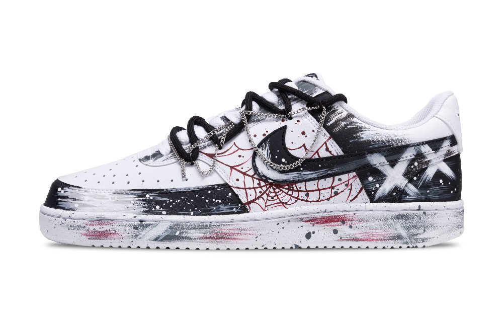 Nike Court Vision 1 Spider Web Imprint Anti Slip Wear Resistant Low Top Skateboard Shoes Men's Black Red