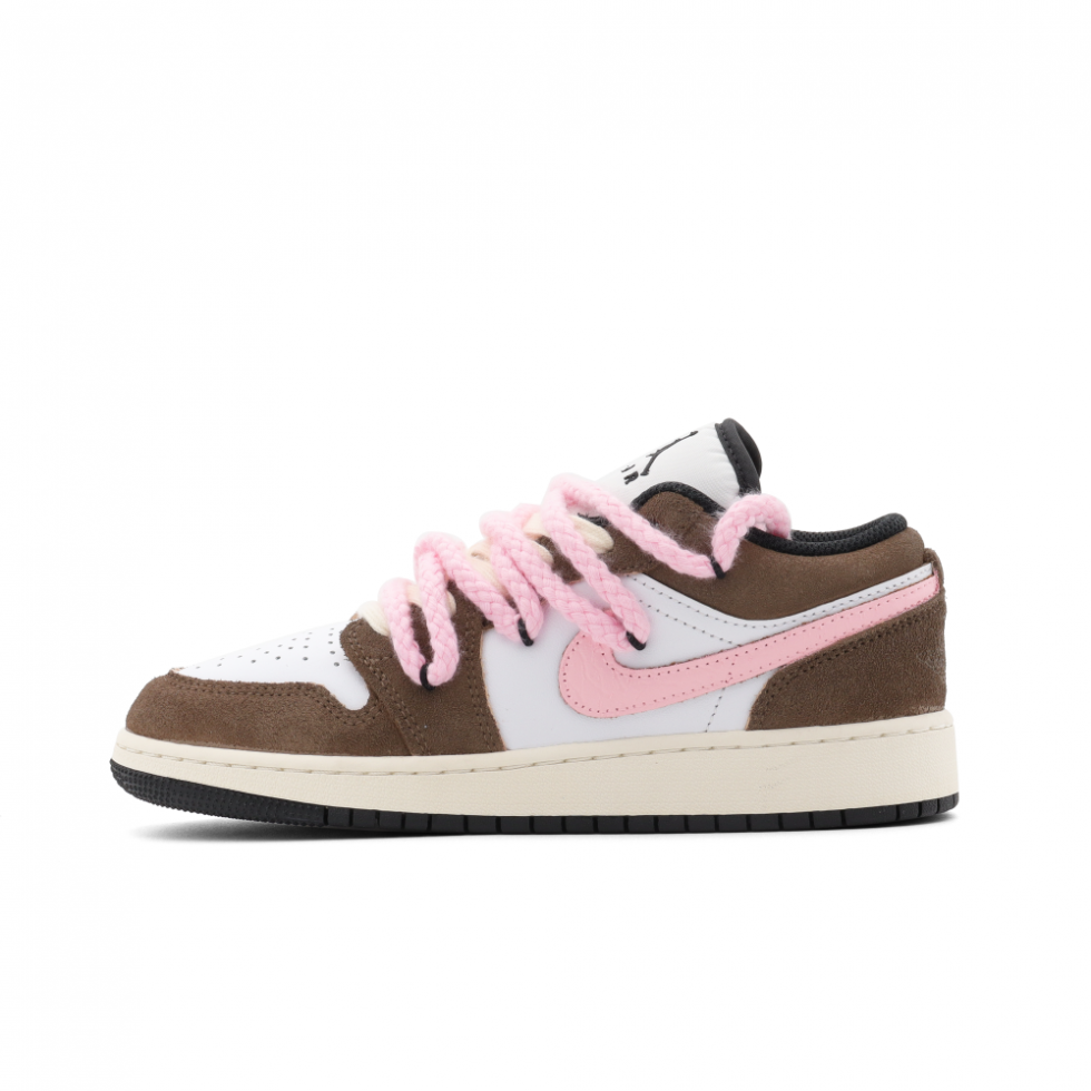 Jordan Air Jordan 1 Squishy Plush Toy Anti-Slip Wear-Resistant Low-Top Vintage Basketball Shoes GS White Brown Pink