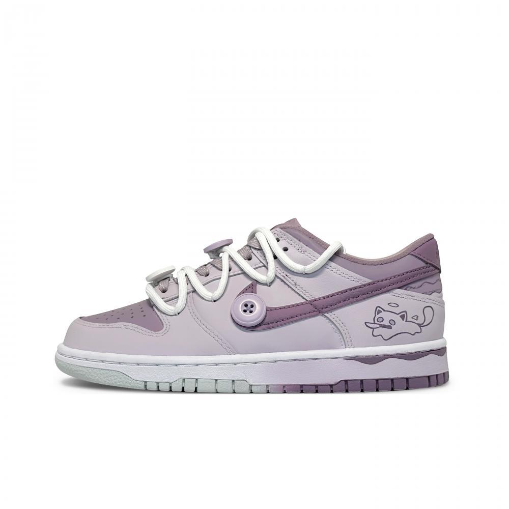 Nike Dunk Low-Top Skateboard Shoes GS White Purple