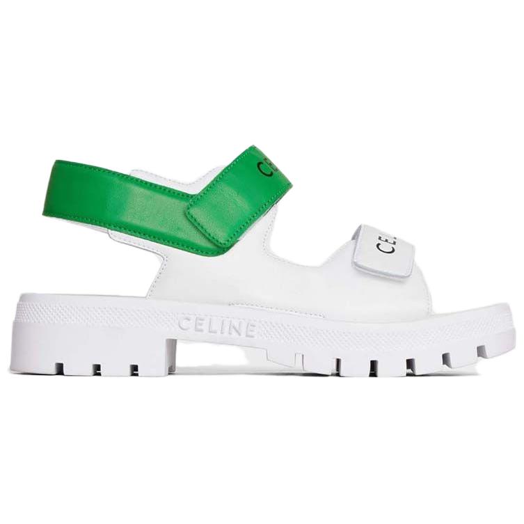 CELINE Leo Strap Sandals Women's White Green