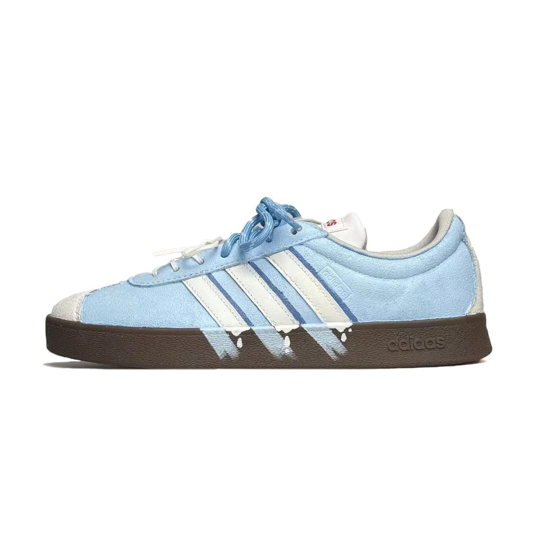 Adidas VL COURT 2.0 Lifestyle Ink, Fun Sesame Wear resistant And Lightweight Low top Skateboard Shoes Unisex White Blue