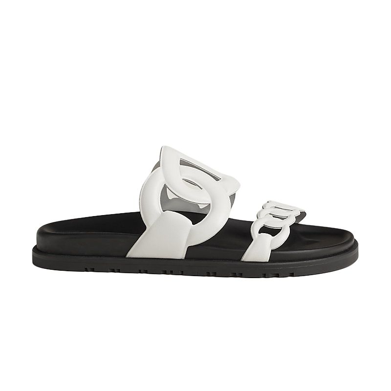 HERMES Slide Slippers Women's Black White