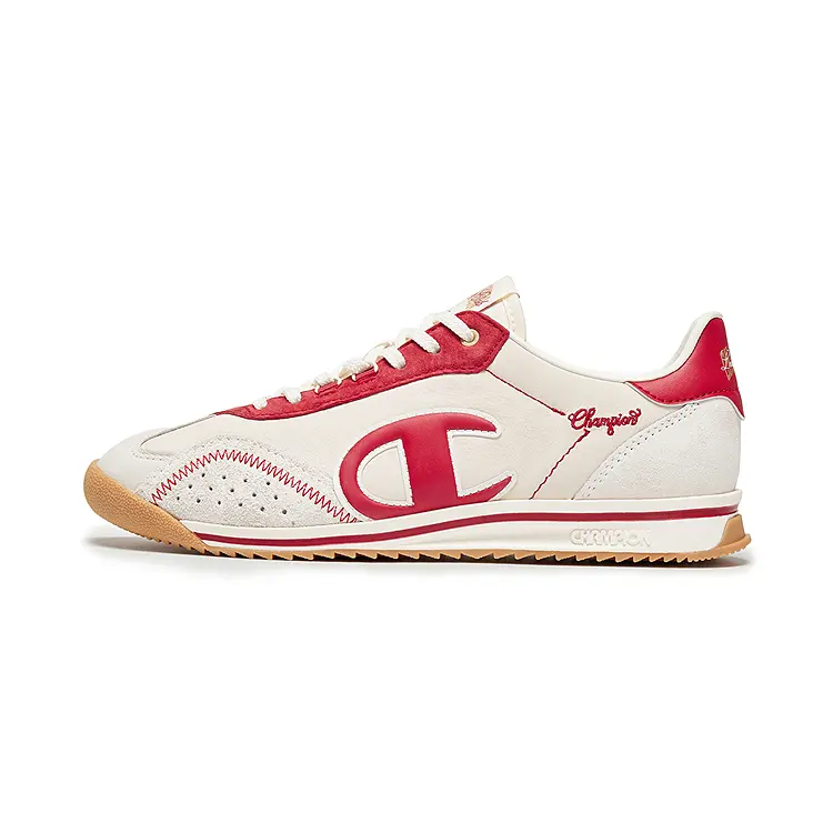Champion Retro Sports Low top Casual Shoes Women's Milk White Aurora Red