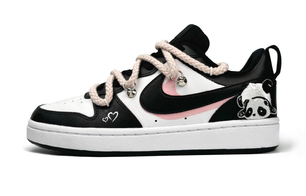Nike Court Borough Low-Top Skateboard Shoes Women's Black White Pink