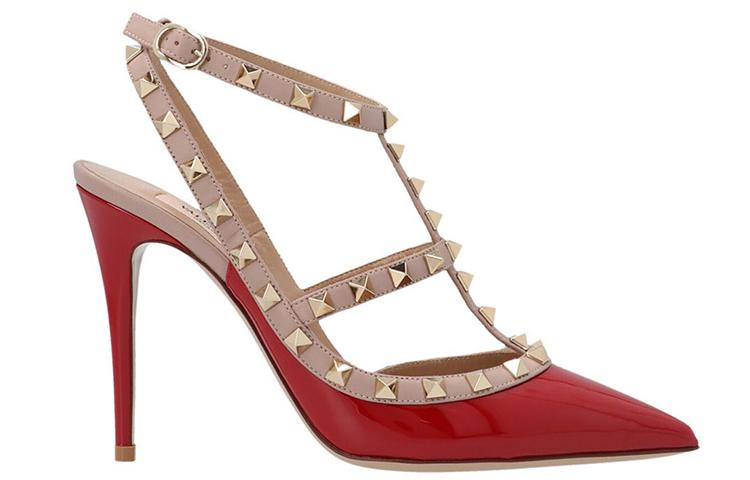 Valentino Rockstud Slim Heel High Heels Women's Red