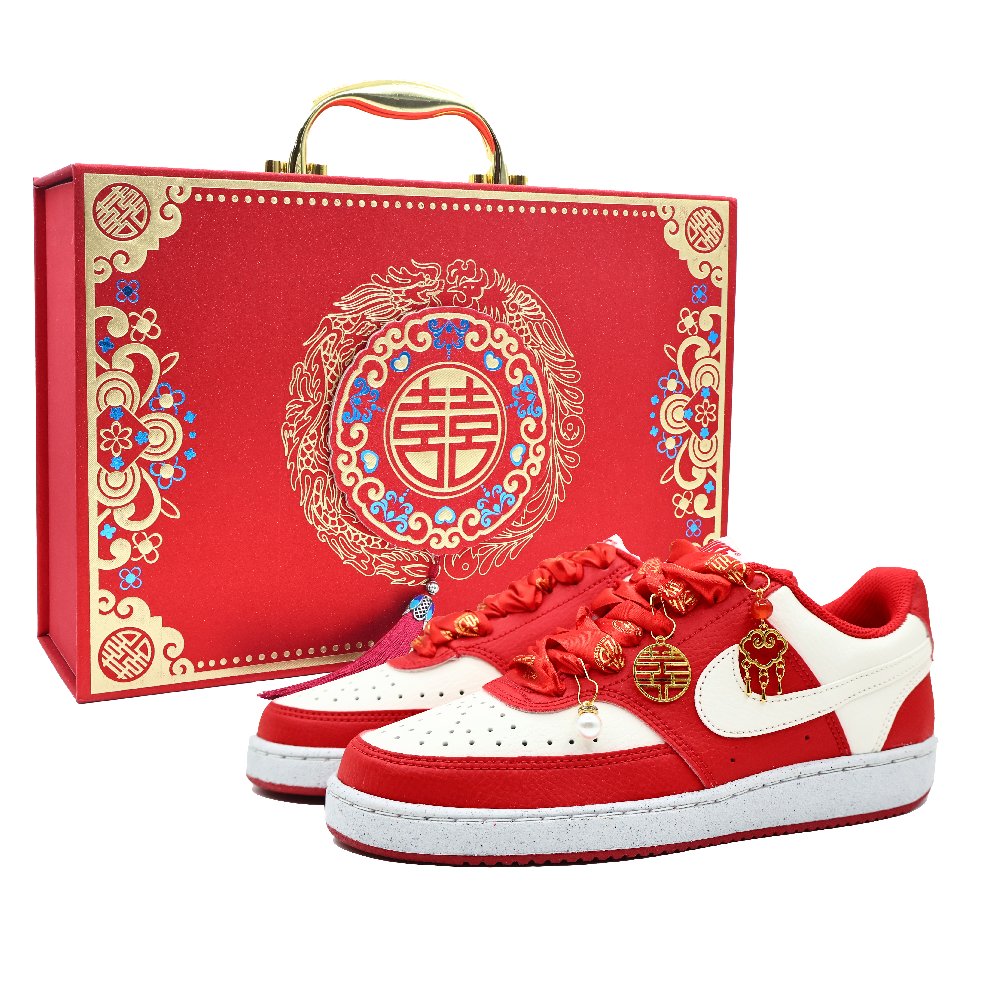 Nike Court Vision Splendid Bond Anti Slip Wear Resistant Low Top Skateboard Shoes Women's Red White
