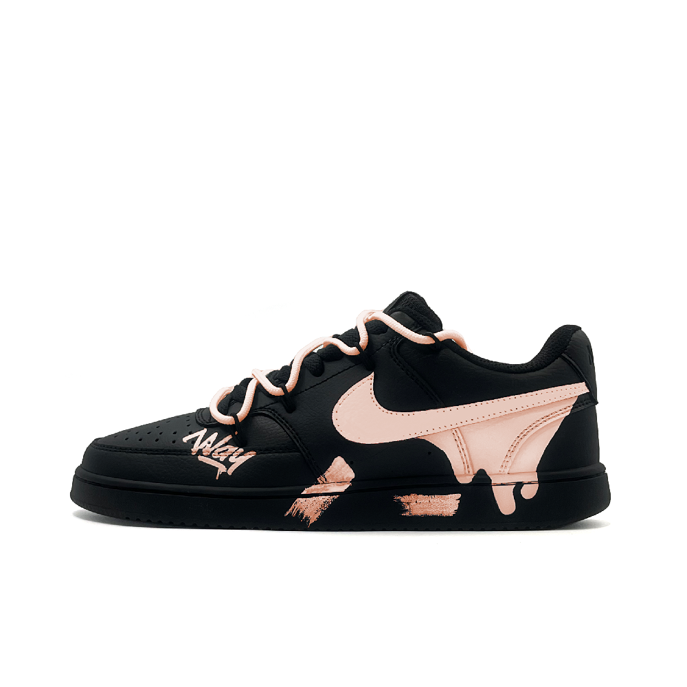 Nike Court Vision Low Wear-Resistant Low-Top Skateboard Shoes Unisex Black Lotus Pink