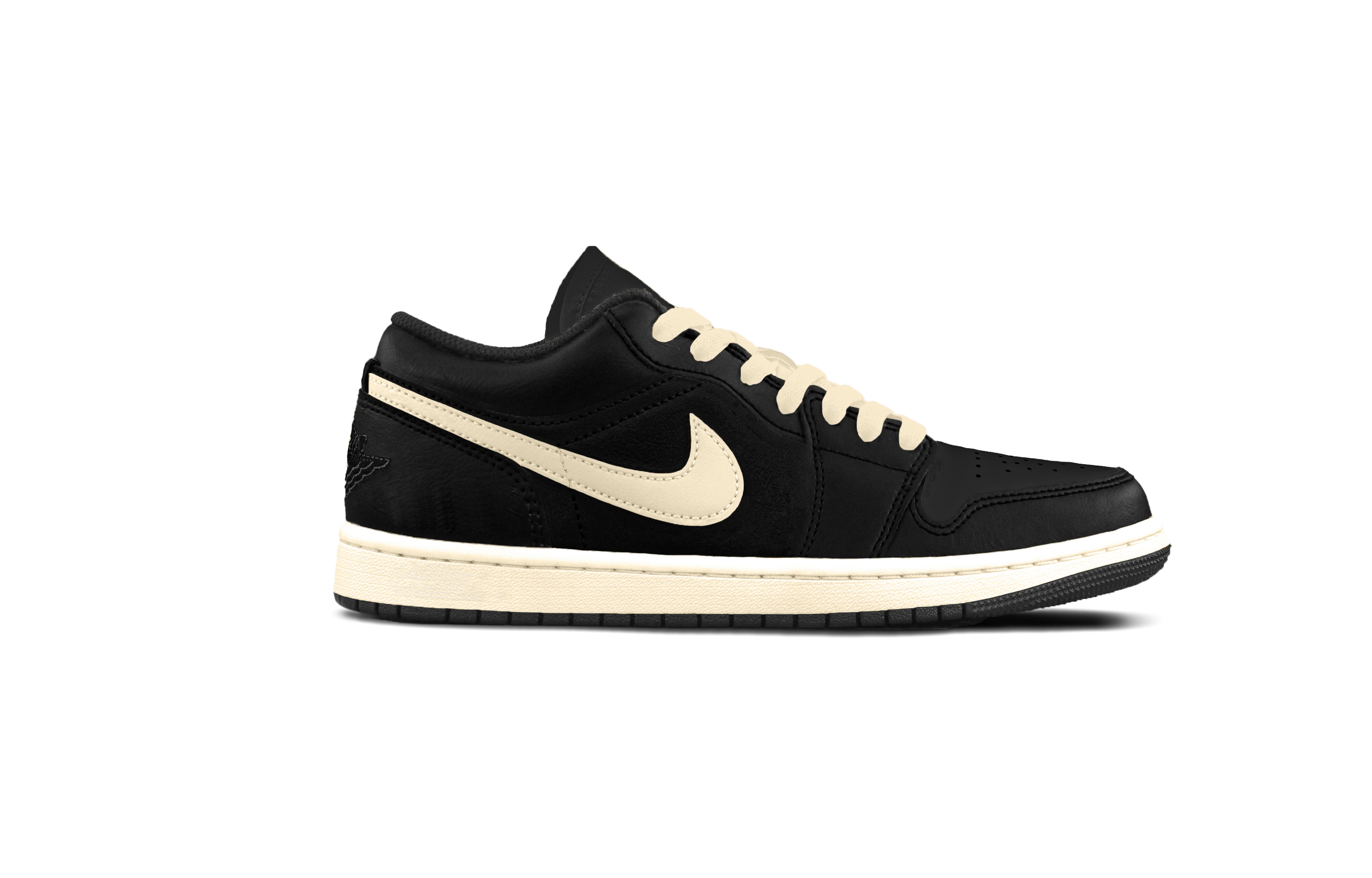 Jordan Air Jordan 1 Black Distressed Cushioning, Wear Resistant Low top Vintage Basketball Shoes Unisex Black Beige