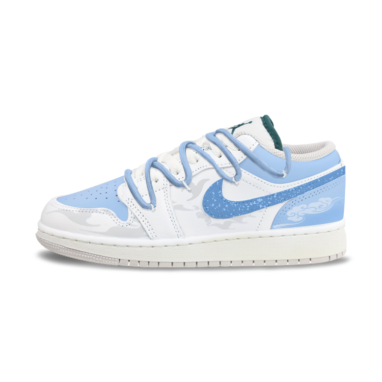Jordan Air Jordan 1 Abrasion Resistant Low Top Vintage Basketball Shoes Unisex Blue
