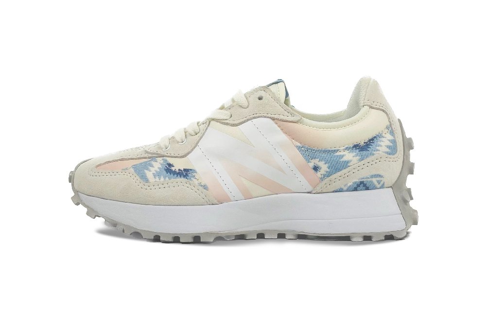 New Balance NB 327 Cushioned Waterproof And Breathable Low-Top Casual Running Shoes Women's Beige Pink Blue