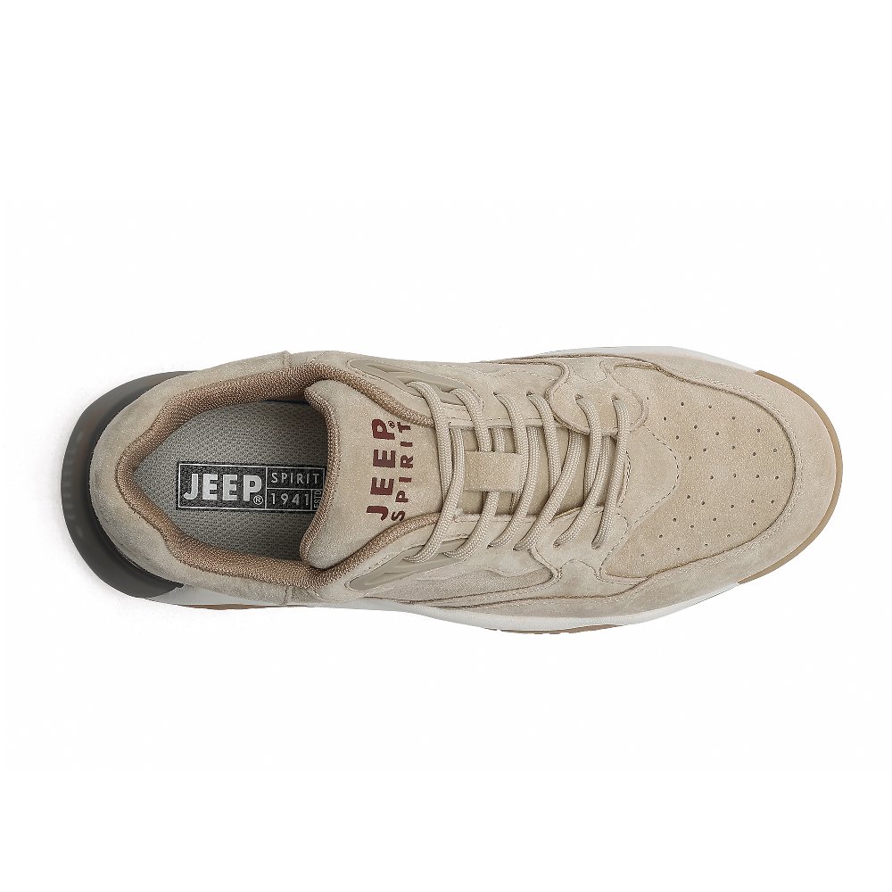 JEEP SPIRIT Height Increasing Wear-Resistant Lightweight Breathable Slip-Resistant Low-Top Casual Shoes Men's Sandstone