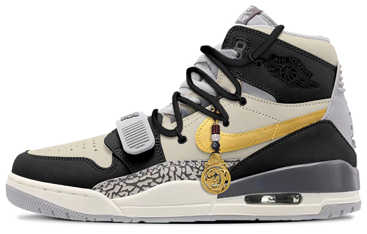 Jordan Legacy 312 High-Top Vintage Basketball Shoes Men's Black Gold