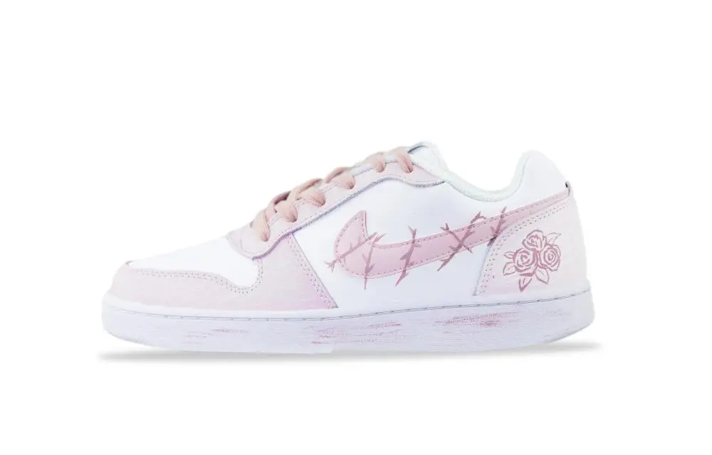 Nike EBERNON Abrasion Resistant Low top Skateboard Shoes Unisex Pink White