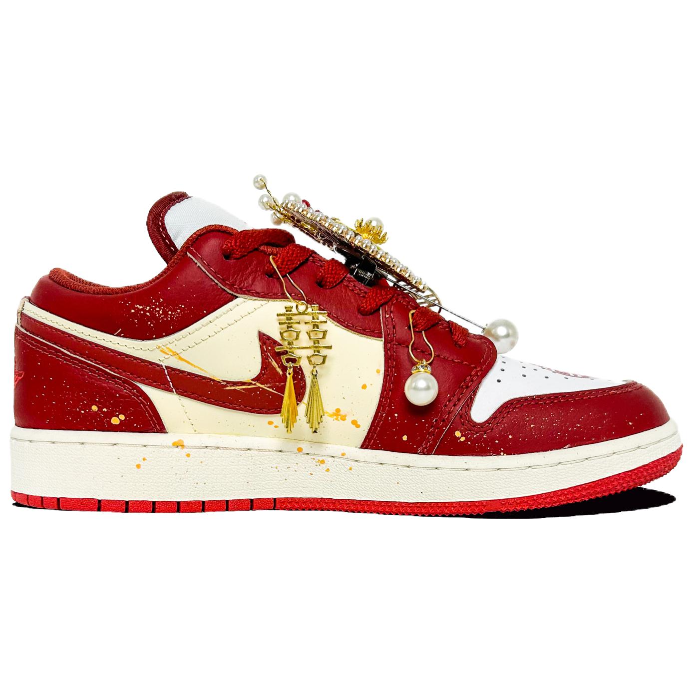 Jordan Air Jordan 1 Love Forever Low Top Basketball Shoes Unisex Red