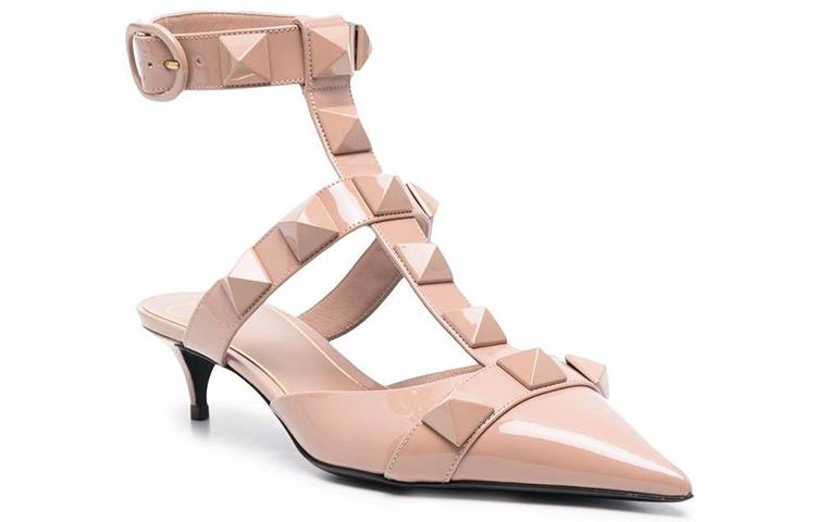 Valentino Garavani Rockstud Ankle Strap Pointed Toe Pumps