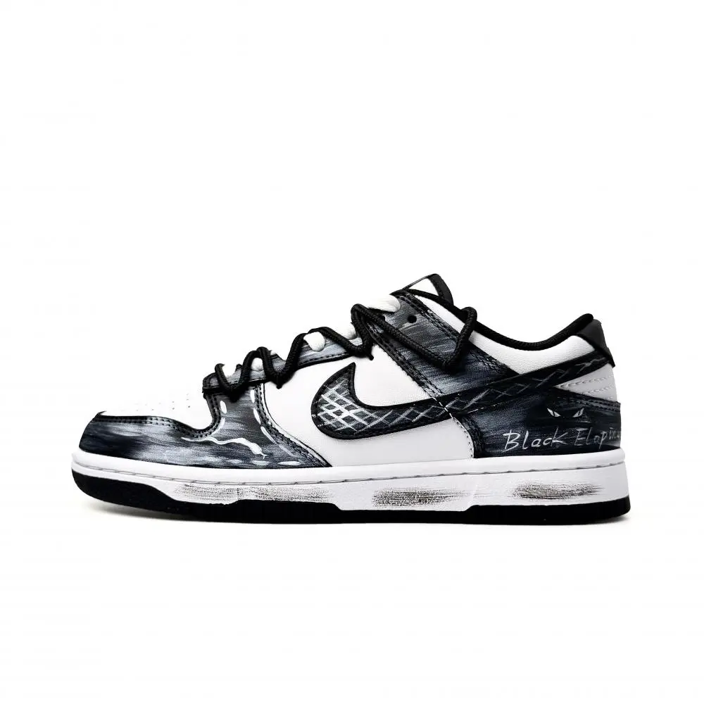 Nike Dunk Ink Snake Mamba Abrasion Resistant Low top Skateboard Shoes Unisex Black White