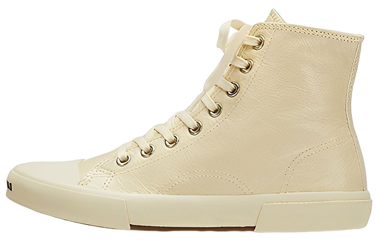 Balenciaga Paris High Top Sneakers 'Beige Leather And Beige Rubber'