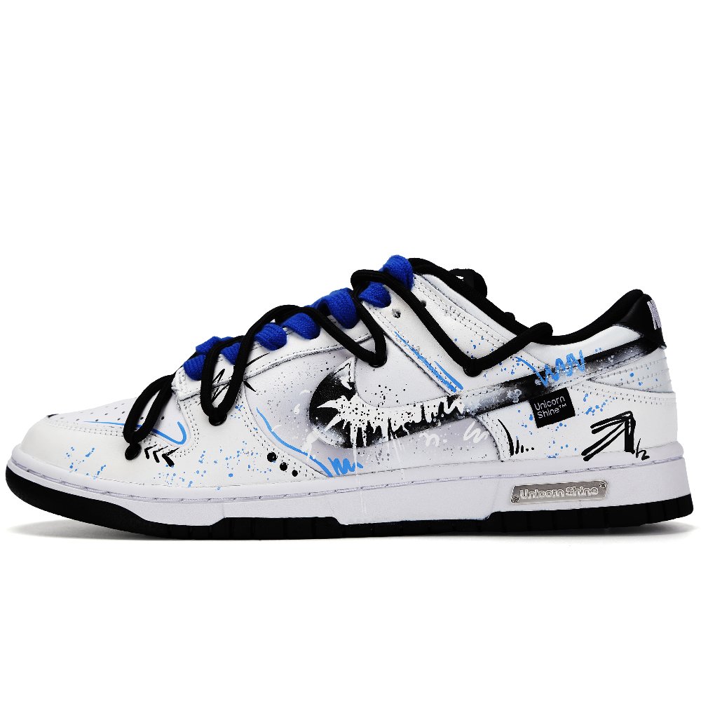 Nike Dunk Subterranean River Scale Abrasion Resistant Low Top Skateboard Shoes Unisex White Black