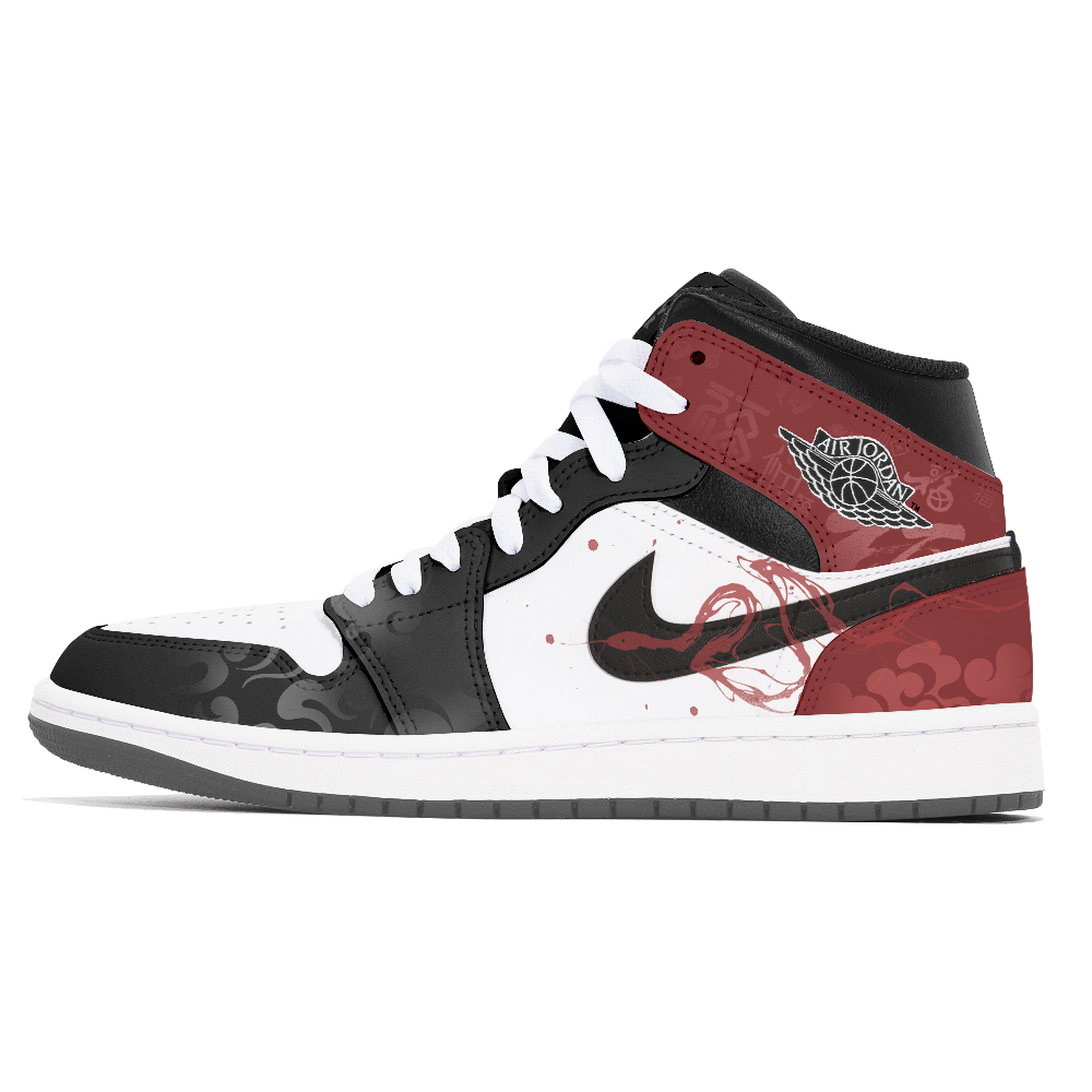 Jordan Air Jordan 1 Joy Lemon Abrasion-Resistant Mid-Top Vintage Basketball Shoes Unisex Black Red