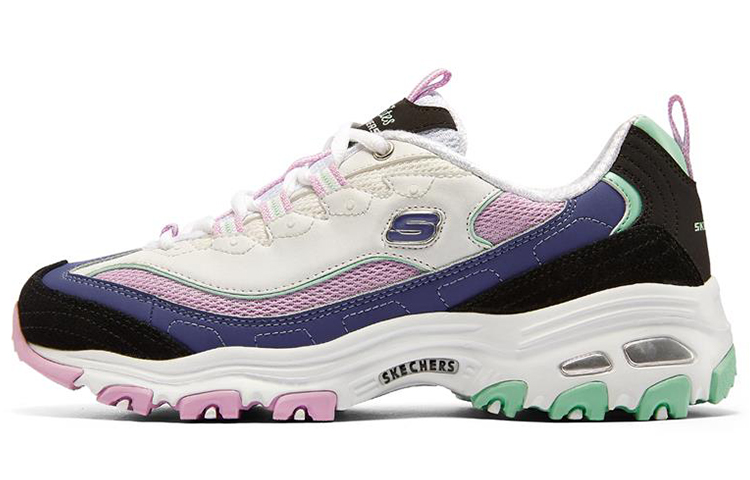 Skechers D'LITES 1.0 Low Top Casual Shoes Women's White Black Purple