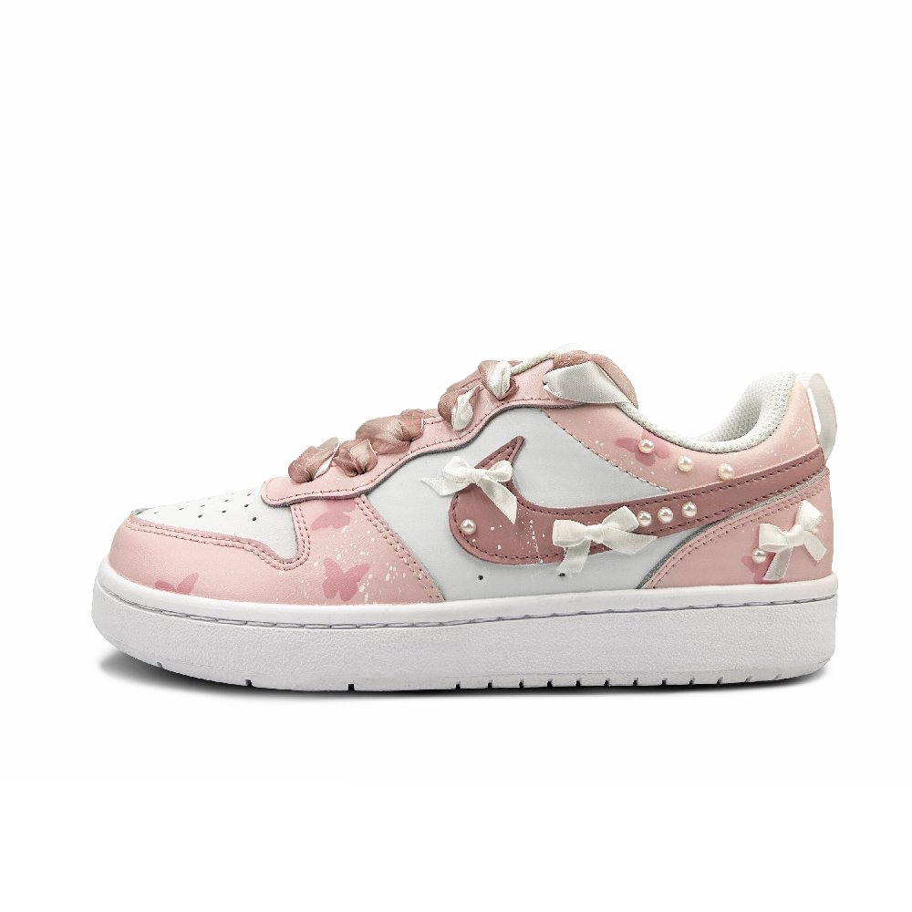Nike Court Borough Dreamy Bowknot Low top Skateboard Shoes GS Pink White