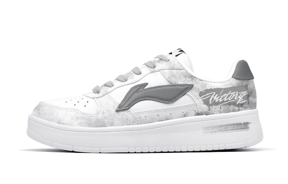LiNing Pontoon Boats Anti Slip Wear Resistant Low Top Skateboard Shoes Men's Gray White