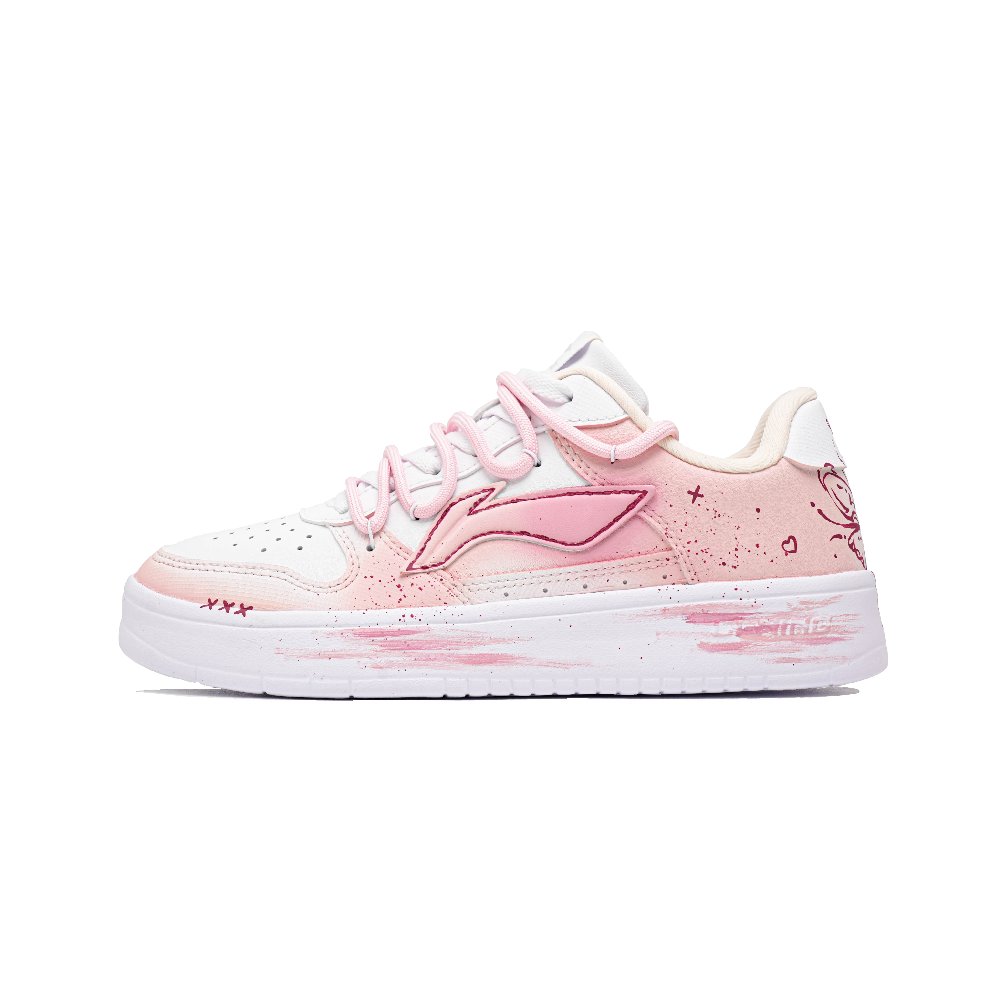 LiNing Pontoon Boats Anti Slip And Wear Resistant Height Increasing Low Top Skateboard Shoes Women's Pink