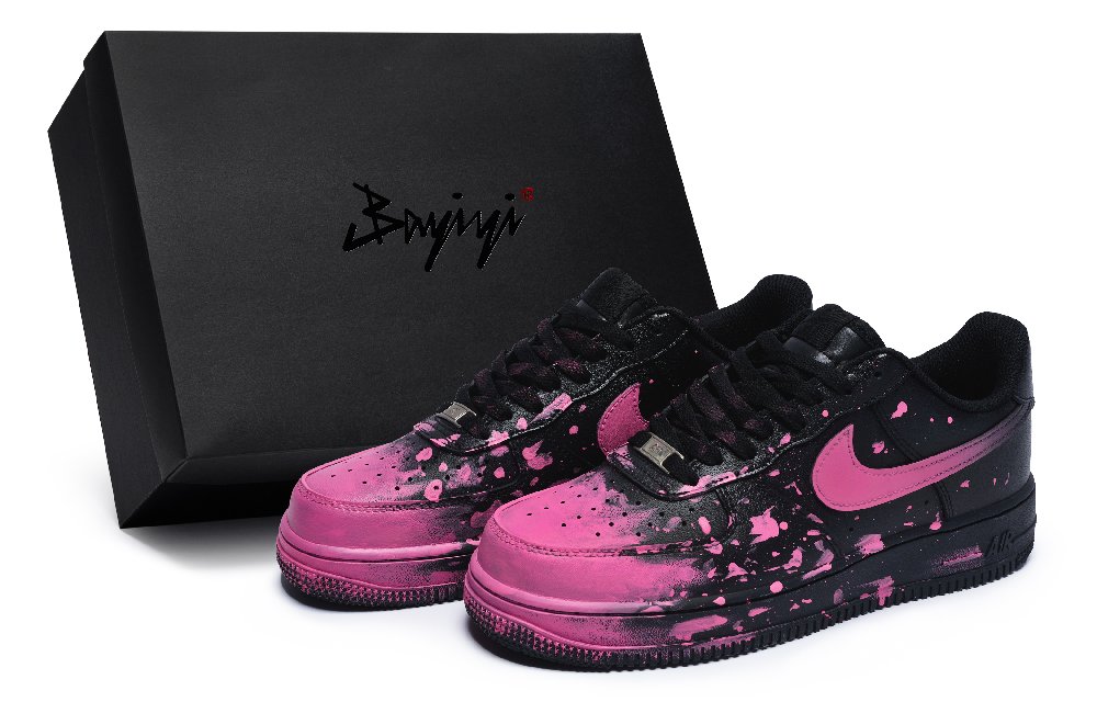Nike Air Force 1 Anti Slip Wear Resistant Low Top Skateboard Shoes Women's Black Red