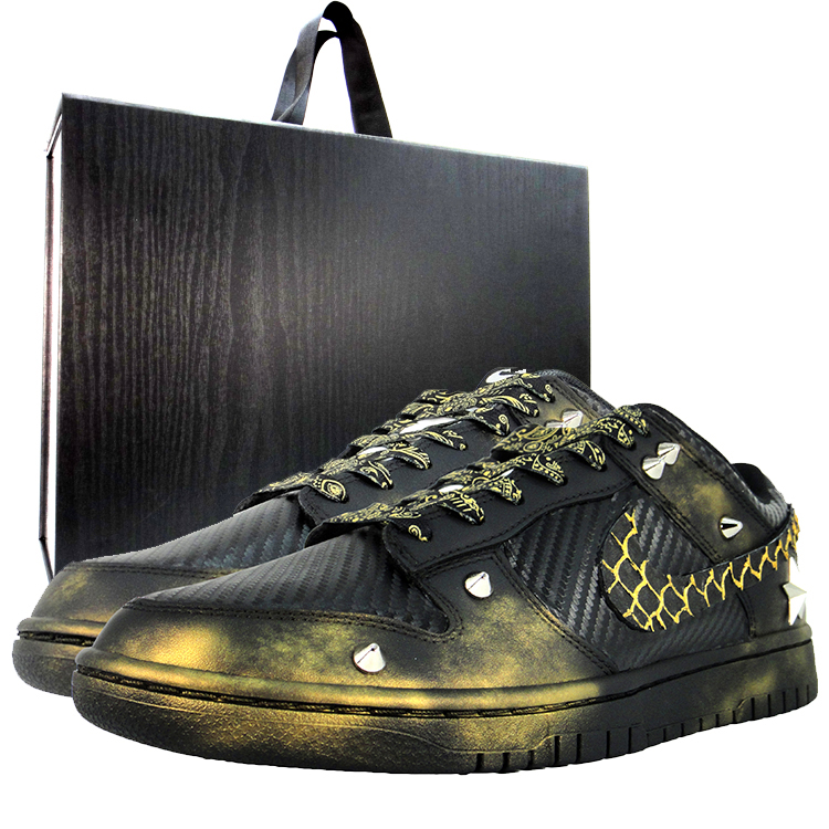 Nike Dunk Divine Beast Mount Abrasion Resistant Low Top Skateboard Shoes Men's Black Gold