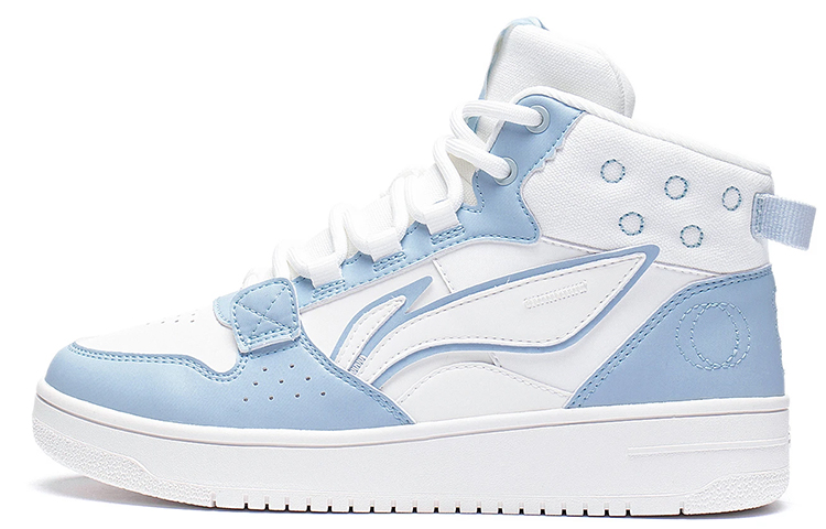 LiNing Yamahara Cushioning, Wear Resistant High Top Skateboard Shoes Women's White Blue