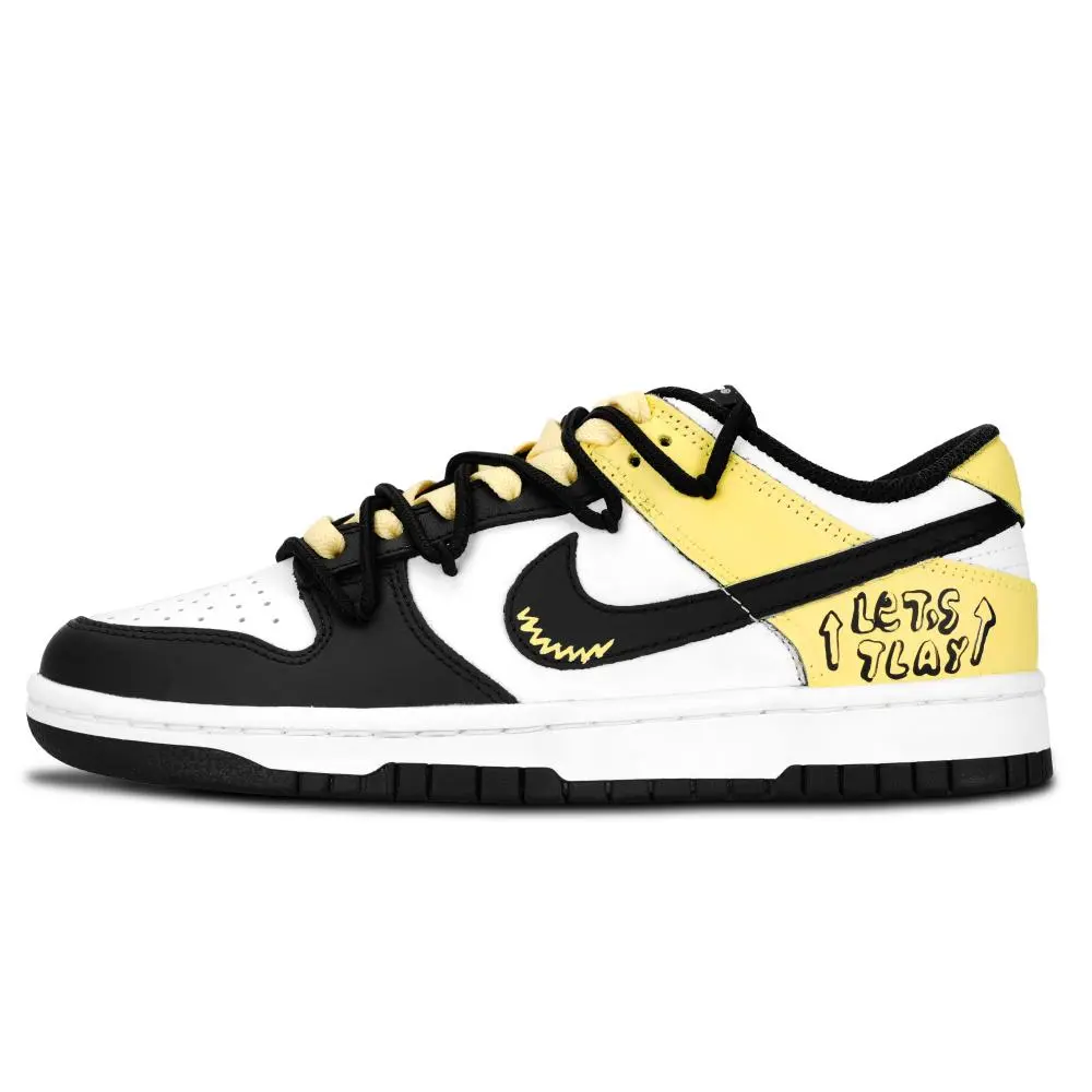 Nike Dunk Black White, Cool Play Trail Abrasion Resistant Low top Skateboard Shoes Unisex Yellow White Black