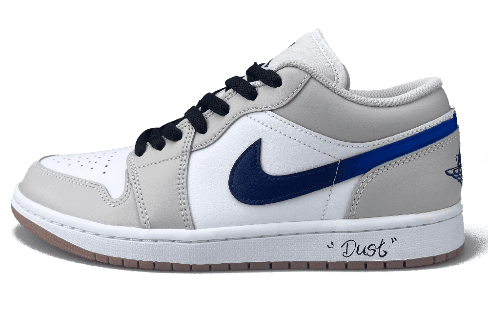 Jordan Air Jordan 1 Abrasion Resistant Low Top Vintage Basketball Shoes Unisex Gray White Blue Black