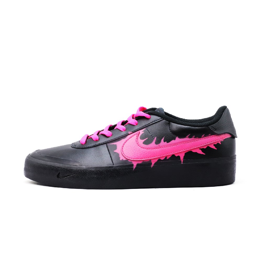 Nike Court Shot Purple Flame Abrasion Resistant Low Top Skateboard Shoes Men's Black