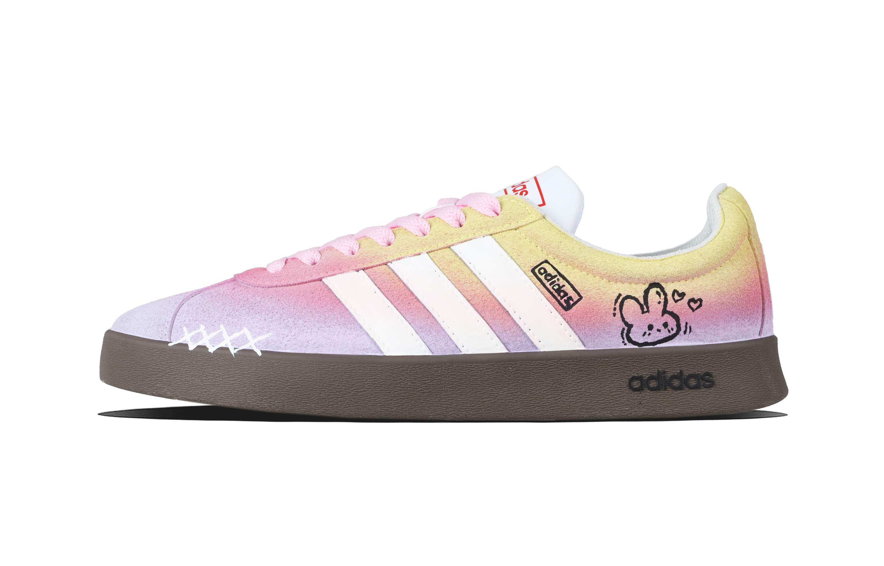 Adidas VL COURT 2.0 Pink Bunny Transformation Cushioning, Wear Resistant Low top Skateboard Shoes Unisex