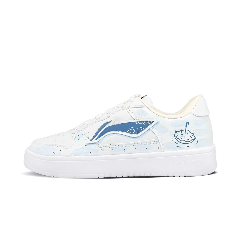 LiNing Pontoon Boats Wear resistant And Lightweight Low Top Skateboard Shoes Women's White Blue