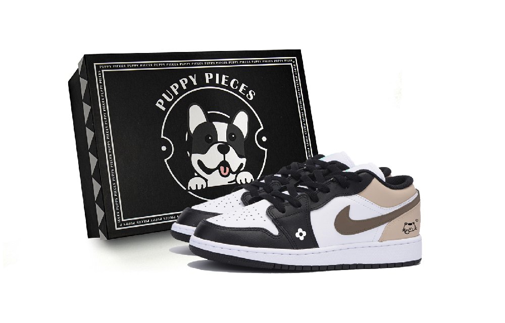 Jordan Air Jordan 1 Low Top Vintage Basketball Shoes Men's White Brown