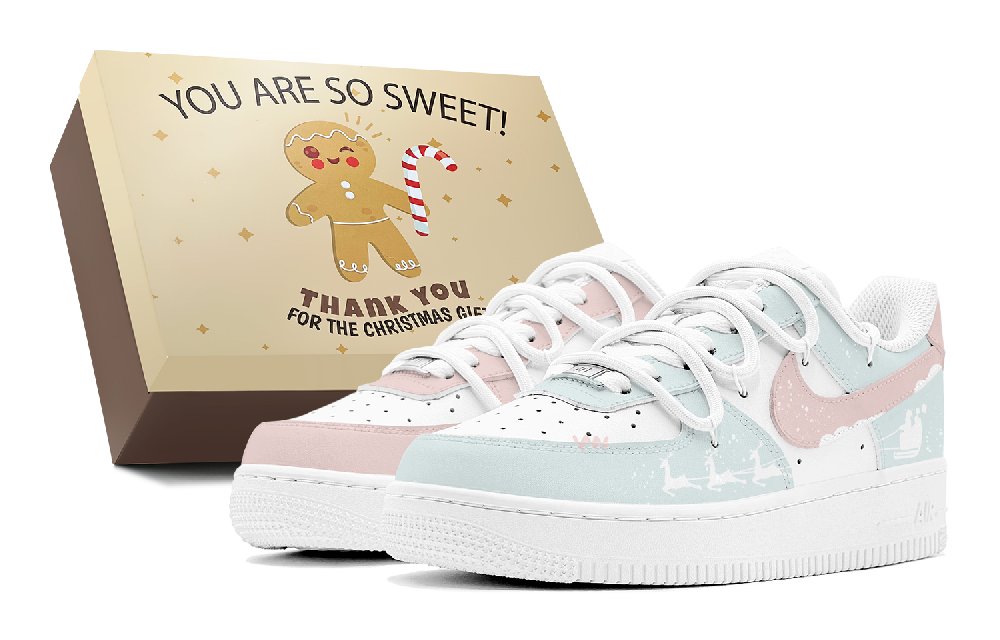 Nike Air Force 1 Anti-Slip Wear-Resistant Low-Top Skateboard Shoes Men's Pink Blue