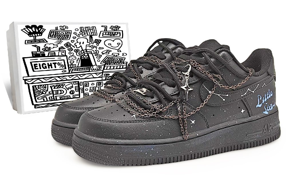 Nike Air Force 1 Coverage Anti-Slip And Wear-Resistant Low-Top Skateboard Shoes Unisex Black