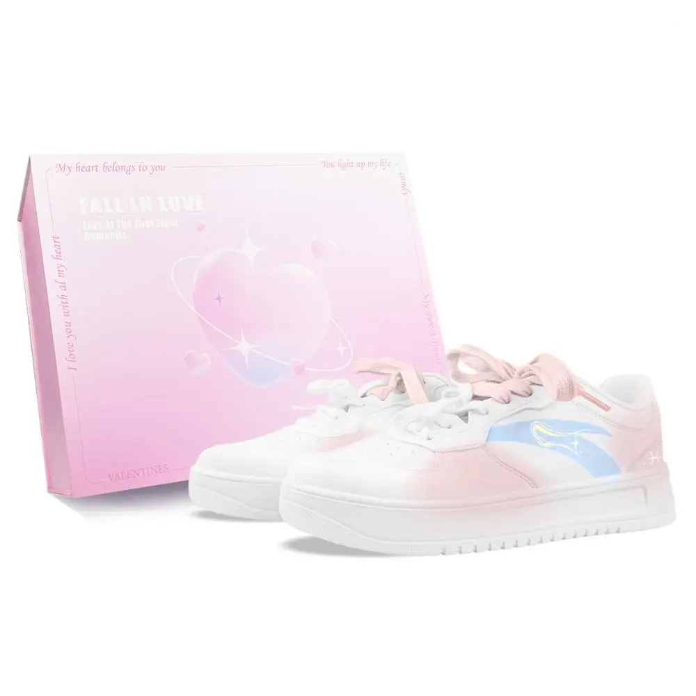 Anta Relaxed Slip Resistant Abrasion Resistant Low top Skateboard Shoes Men's White Pink