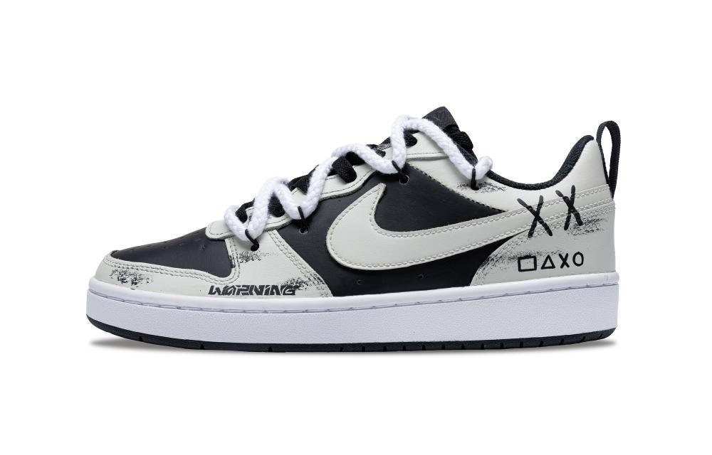 Nike Court Borough Bie Xiu Non-slip Lightweight Low-Top Skateboard Shoes GS Gray Black White