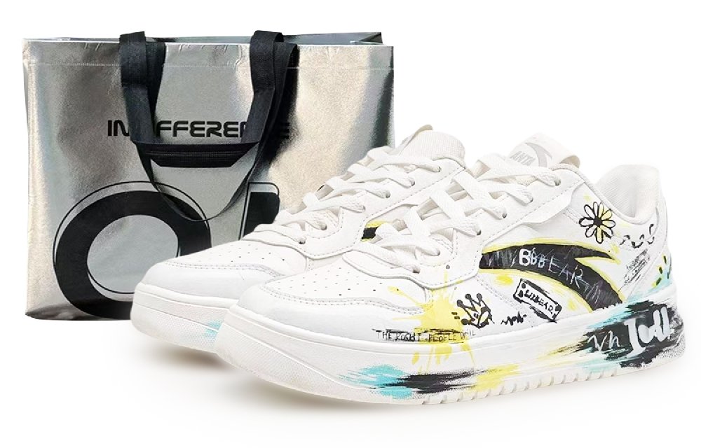 Anta Slip Resistant Cushioning Low Top Skateboard Shoes Men's White