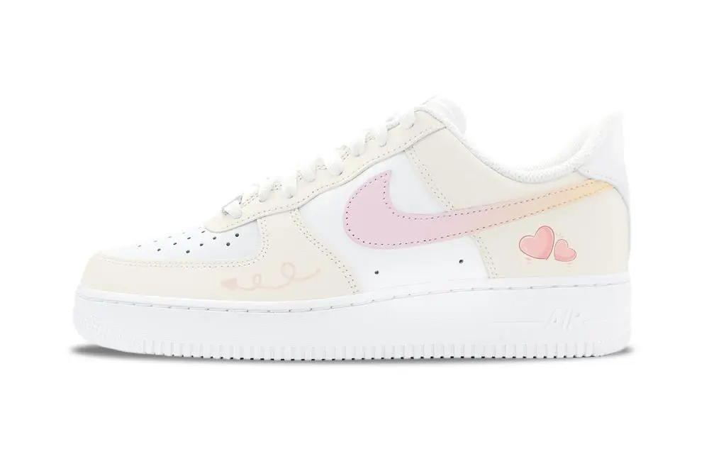 Nike Air Force 1 Pink Bubbles Abrasion Resistant Low Top Skateboard Shoes Unisex Pink
