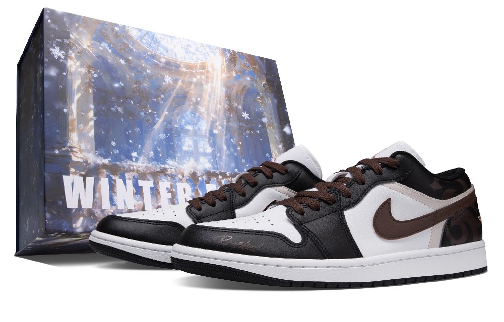 Jordan Air Jordan 1 Sandalwood Misty Rain Abrasion Resistant Low Top Vintage Basketball Shoes Unisex Black Brown